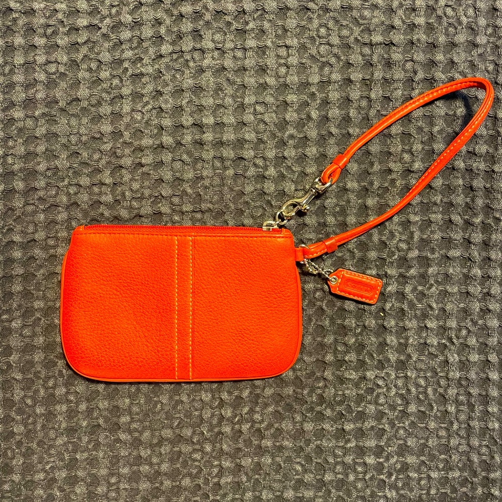 Classic Coach Wristlet in Reddish Orange